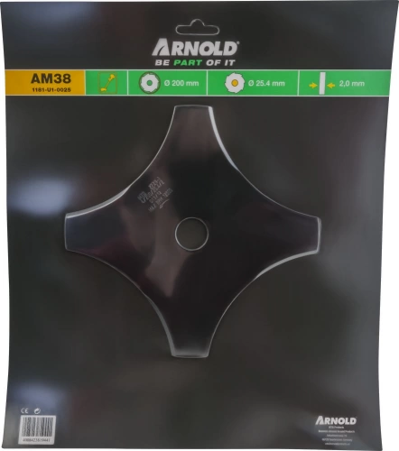 Lame de débroussailleuse 20 cm, 4 dents - alésage 25,4 cm