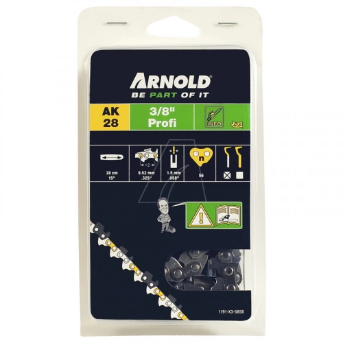 Chaîne de tronçonneuse 3/8", 1,5 mm - 56 maillons d’entraineurs - gouges demi-rondes