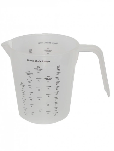 BROC Pour mélange 2 temps. Graduation 2%, 3%, 5% et 8%. Capacité 500 ml