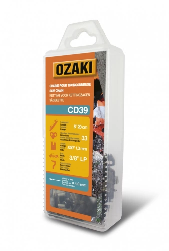 Chaîne de tronçonneuse OZAKI semi carrée: .3/8" LP .050 (1,3mm) 33 entraîneurs