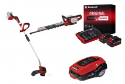 Kit premium jardin sans fil Einhell – Taille-haies 36V, coupe-bordure 36V, robot tondeuse + batteries 4.0Ah