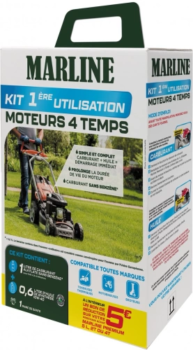 Kit 1ere utilisation moteur 4 temps motoculture - Carburant sans benzène + huile + accessoires