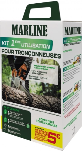 Kit 1ere utilisation tronçonneuse 2 Temps - Mélange sans benzène + huile de chaîne + accessoires