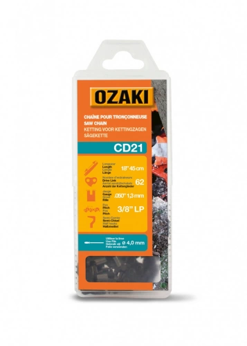 Chaîne de tronçonneuse OZAKI semi carrée: .3/8"LP .050 (1,3mm) 62 entraîneurs